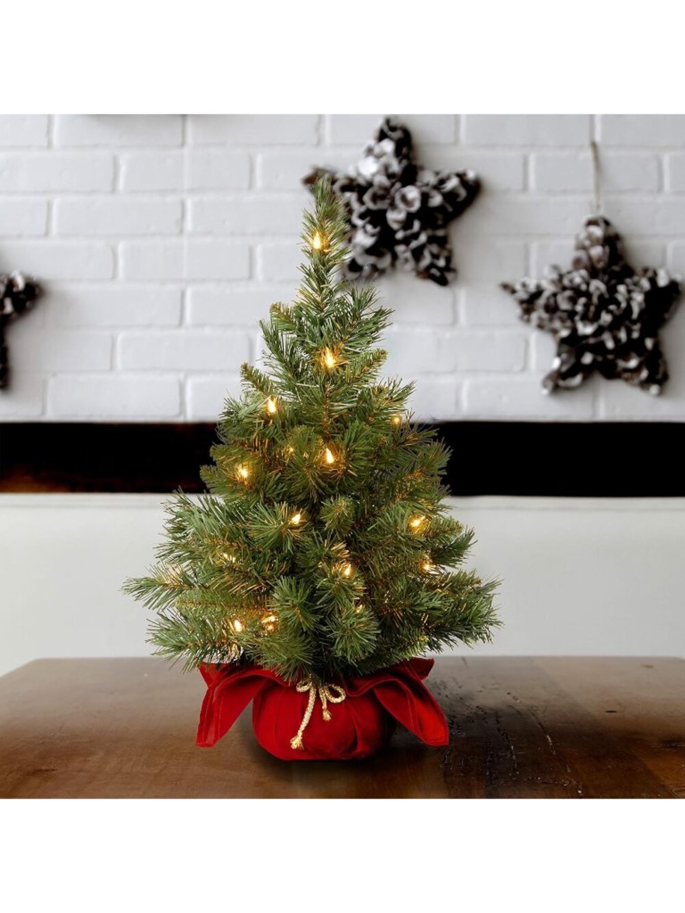 New 2ft Pre-lit Artificial Mini Christmas Tree with Lights & Bag Base